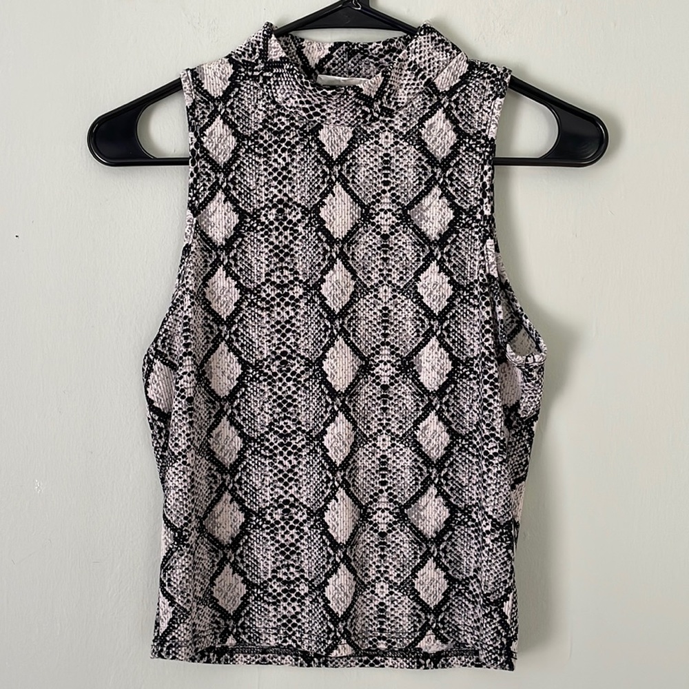 Small/Medium snake print / sleeveless turtleneck / by caution to the wind